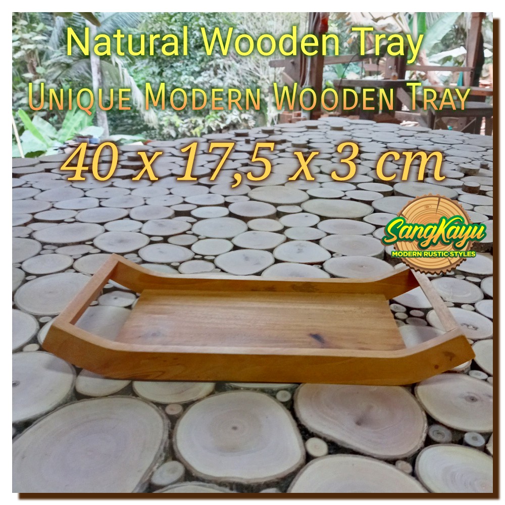 Nampan kayu +handle 40x17,5x3cm Wooden Tray nampan saji serving tray