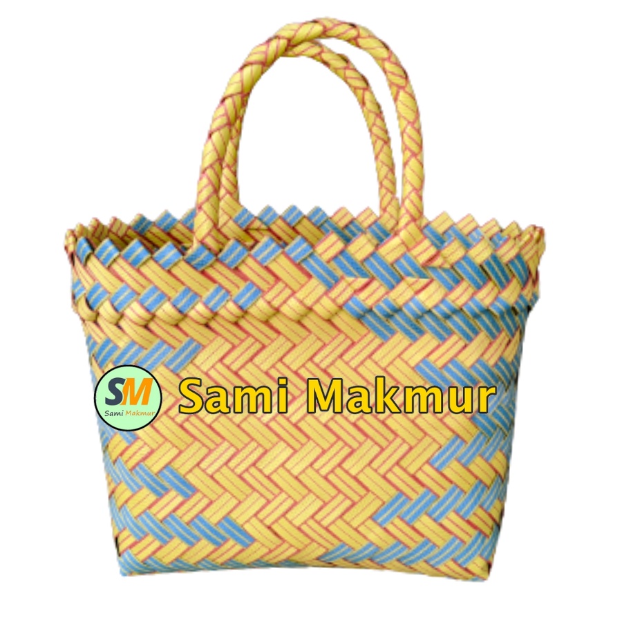 Tas Anyaman Plastik Tas Hampers Souvenir Parcel Bingkisan Hantaran Lurik Mini (XS) Muat Kotak Snack Toples Roti Kue