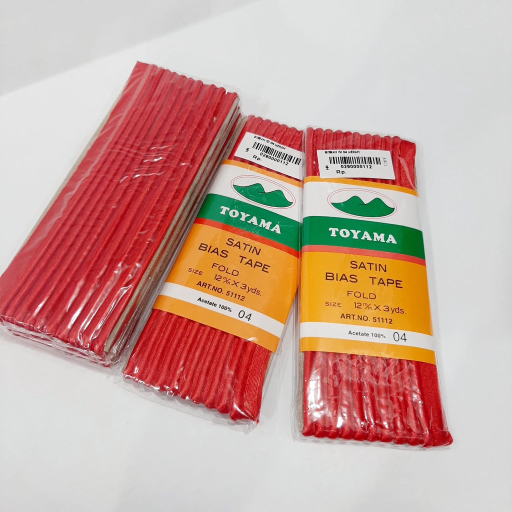 BISBAN ISI TOYAMA BIAS TAPE SATIN LEBAR 12mm HARGA PER PCS ISI (HARAG PER 1 LUSIN )