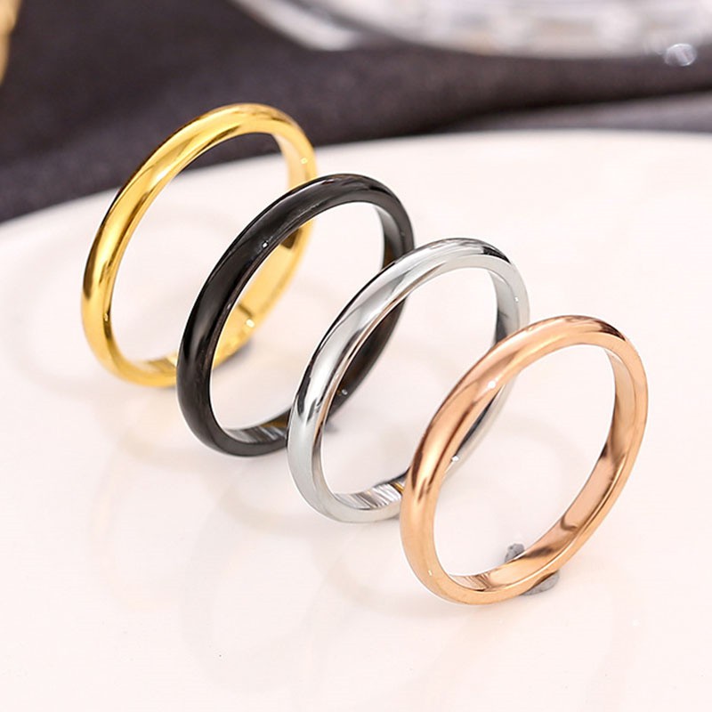 [ACKER] 24K Titanium Couple Ring Mode Wanita Sederhana Dan Halus Cincin Titanium Cincin Emas Mawar