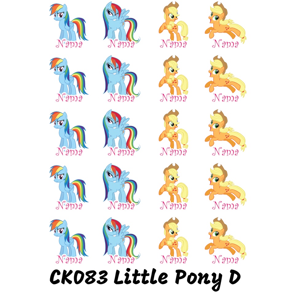 

Sticker Nama Cutting Label Waterproof Tahan Air Little Pony D (CK083)