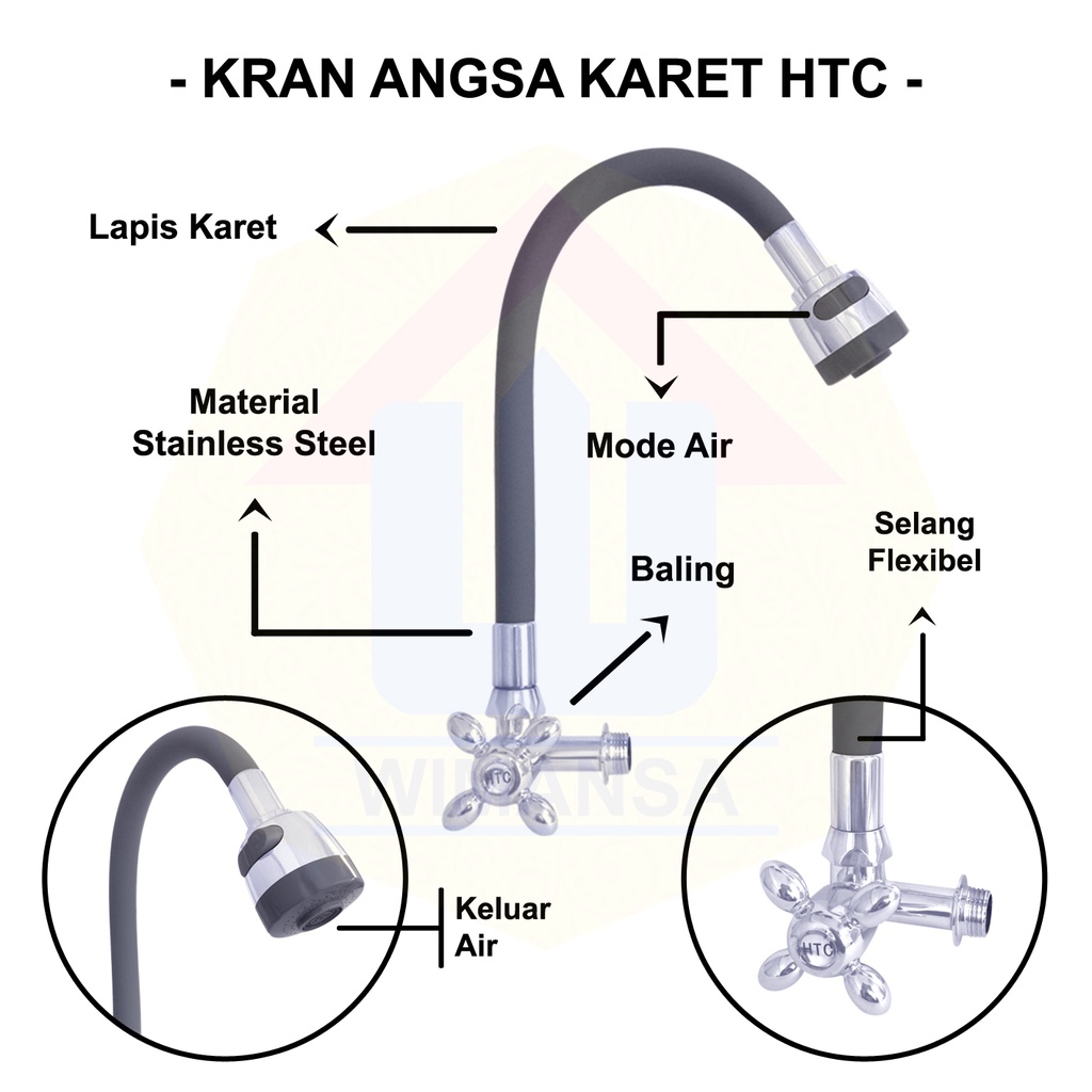 KRAN ANGSA KARET HTC - KRAN CUCI PIRING FLEXIBEL