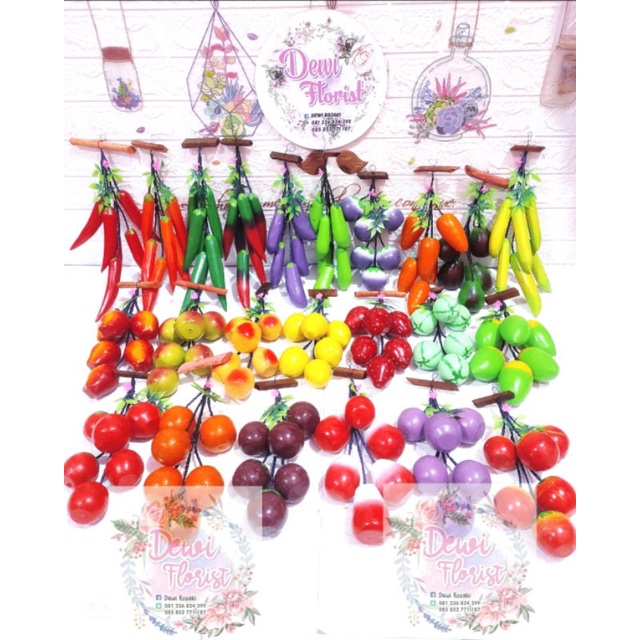 Buah Kayu / Buah Gantung / hiasan dinding / hiasan dapur / pajangan / Hiasan Buah Gantung