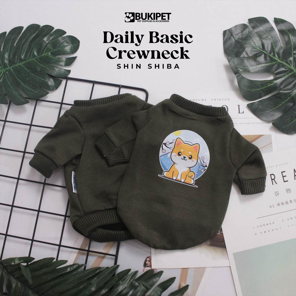 baju kucing anjing kelinci monyet lucu murah aksesoris hewan kecil - DAILY BASIC CREWNECK SHIN SHIBA