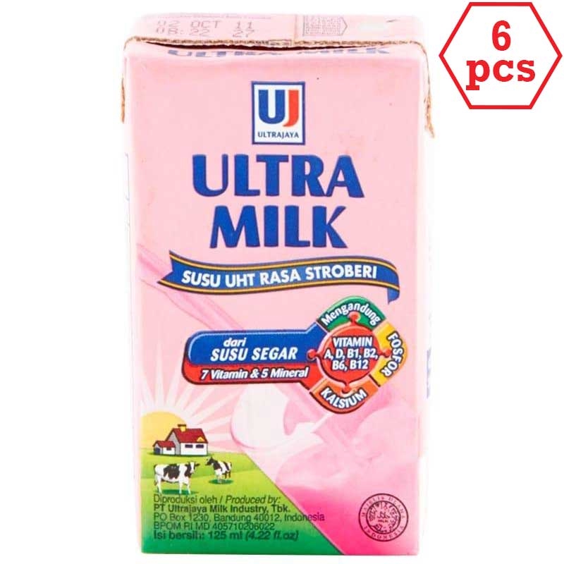 

[HeMart] ULTRA MILK Susu UHT Stroberi 125ml 6pcs / Susu dan Olahan