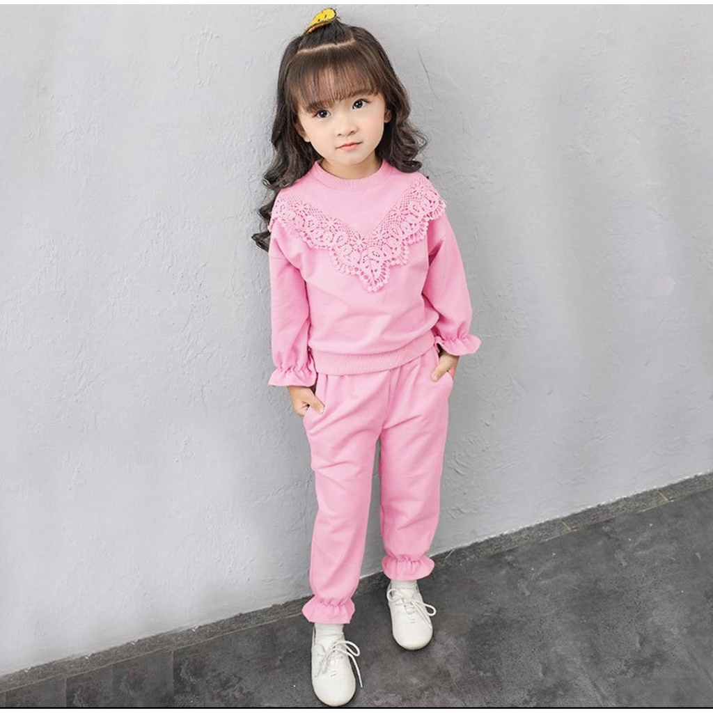 SETELAN SWEATER ANAK BAJU PAKAIAN ANAK PEREMPUAN UMUR 1-5 TAHUN SETELAN POP RENDA ANAK PEREMPUAN BAJU ATASAN ANAK MASA KINI TERMURAH