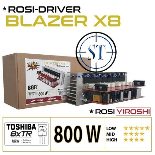 Kit PA. BLAZER X8 ROSI-DRIVER 800W Mono Power Amplifier Profesional TOSHIBA ASLI 800Watt ROSI Driver Outdoor,