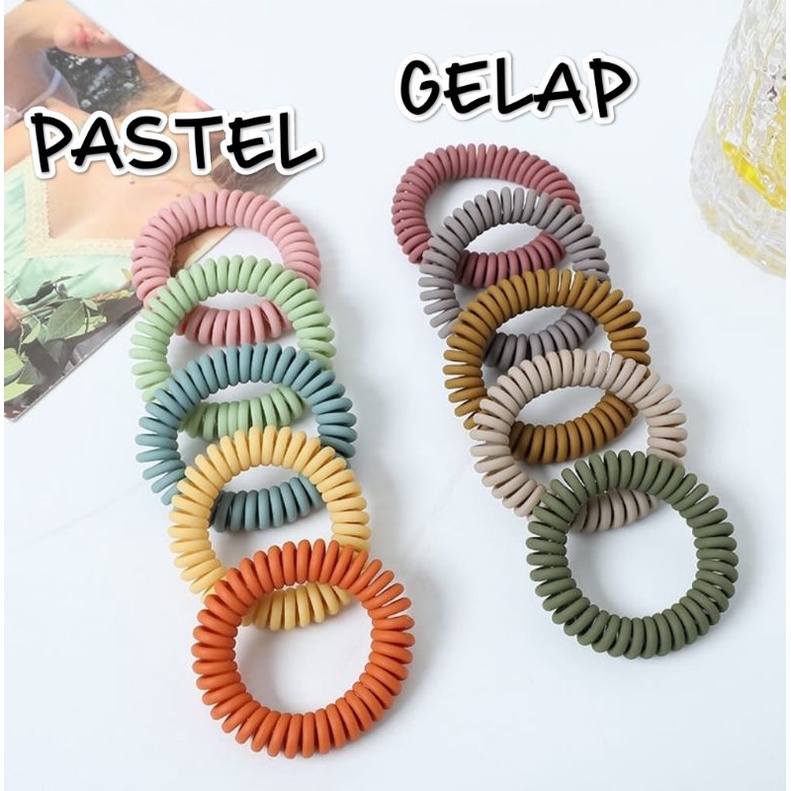 [ COD ] Ikat Rambut Spiral Fashion Korea / Kunciran Rambut Kabel / Tali Rambut Elastis-Random Rapat  Besar