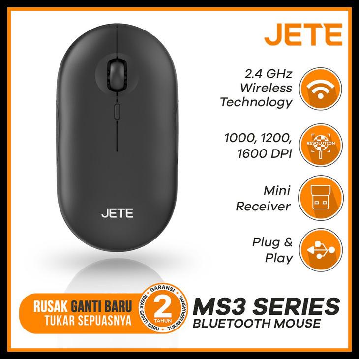 Mouse Wireless Silent Jete Ms3 - Mouse Bluetooth Garansi Resmi 2 Tahun Kode 746