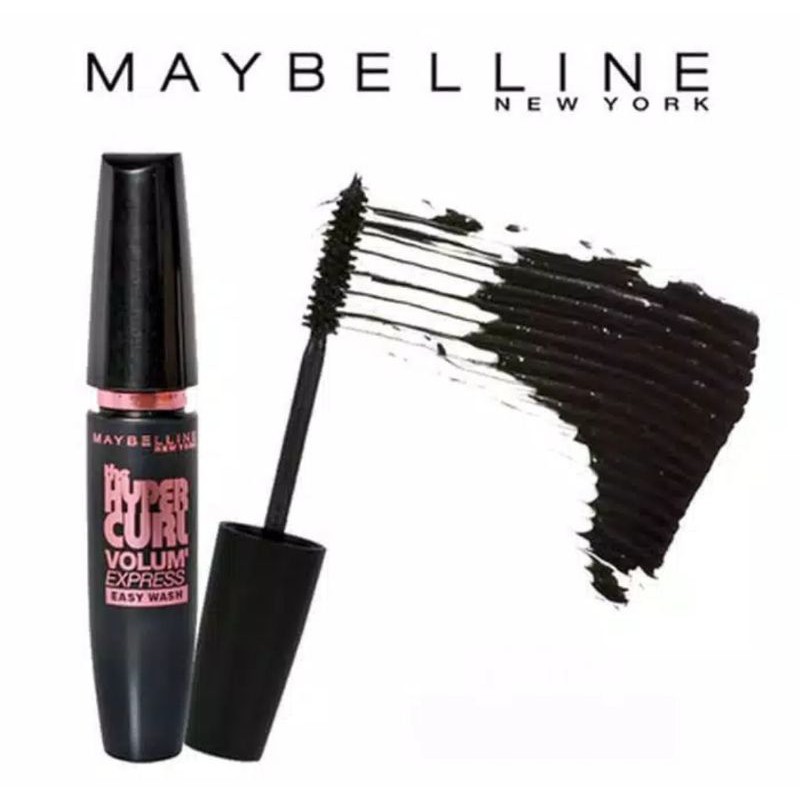 Paket HEMAT Maskara Hypercurl + Lipcrem Color Random + Eyeliner Maybelline