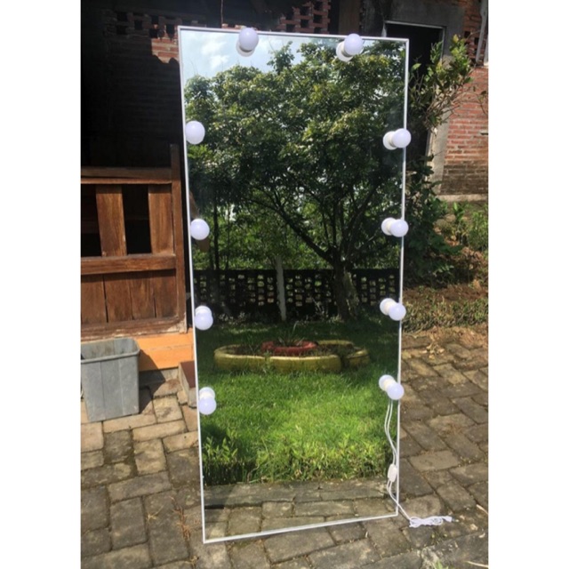 Vanity Mirror Cermin Berdiri Stand include Lampu