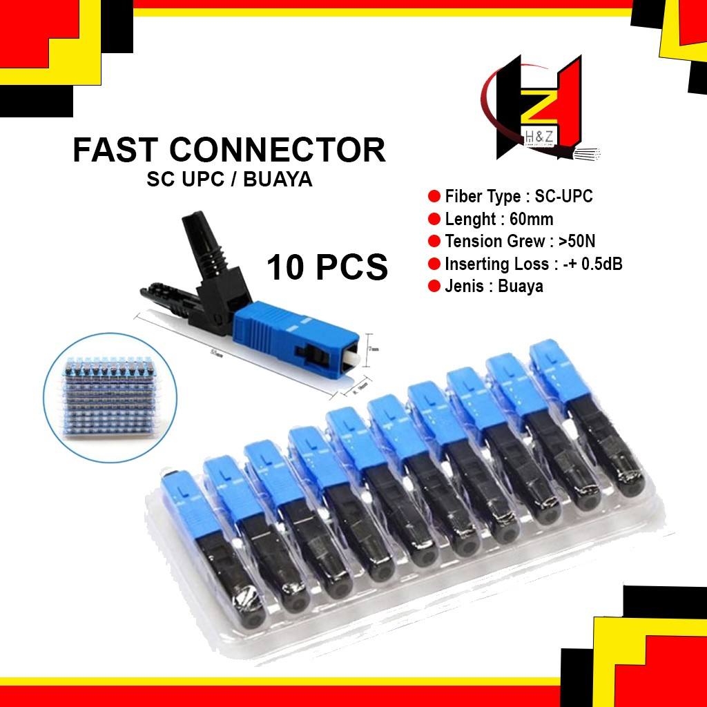 Fast Connector SC UPC / Sambungan Fiber Optik SC UPC/Faskon Biru/Model Buaya