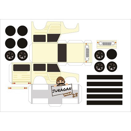 DIY Miniatur Jimny Jangkrik Papercraft Lembaran