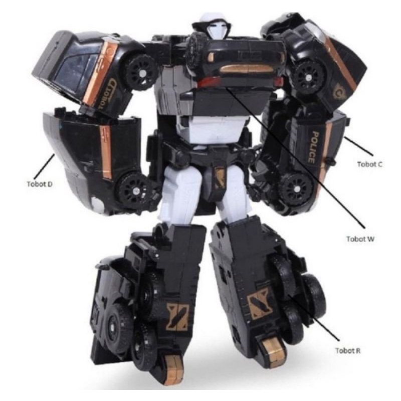 MAINAN ROBOT ANAK TOBOT QUATRAN JUMBO DEFORM 4 CARS COMBINE BLACK KADO MAINAN KEREN