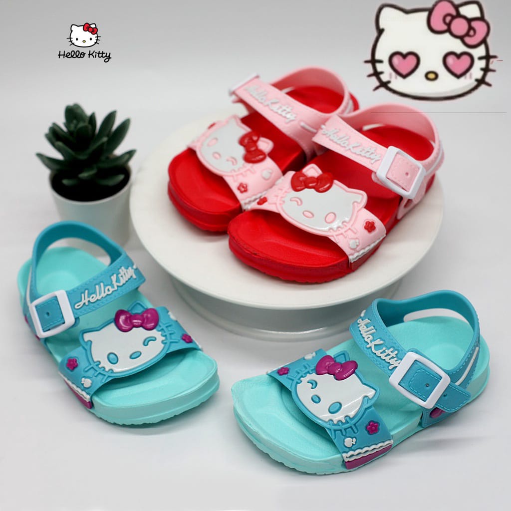 Sandal Anak Perempuan Bahan Karet Tali Karakter Hello Kitty Terbaru! Size 20-25 616-4