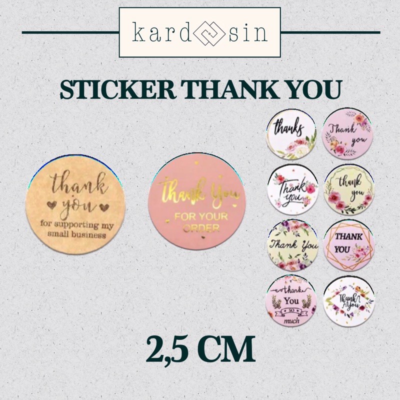 

STICKER THANK YOU FOR YOUR ORDER THANKYOU TRANSPARANT COKLAT PINK BUNGA KECIL BULAT PACKAGING 2,5 CM