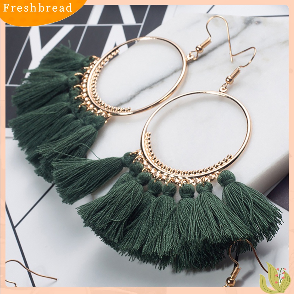 Fresh| Anting Kait Gantung Wanita Desain Rumbai Gaya Bohemian Untuk Pesta / Hadiah