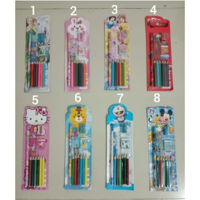 Set Alat Tulis Anak Pensil Warna Anak Karakter Lucu Murah Produk Import h103 Al B9