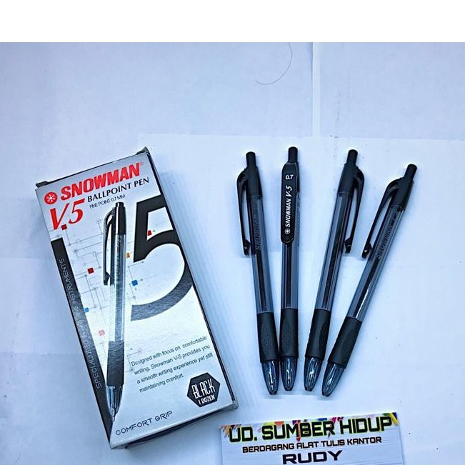 

Pulpen Snowman V-5 , 0.7 - Warna Hitam