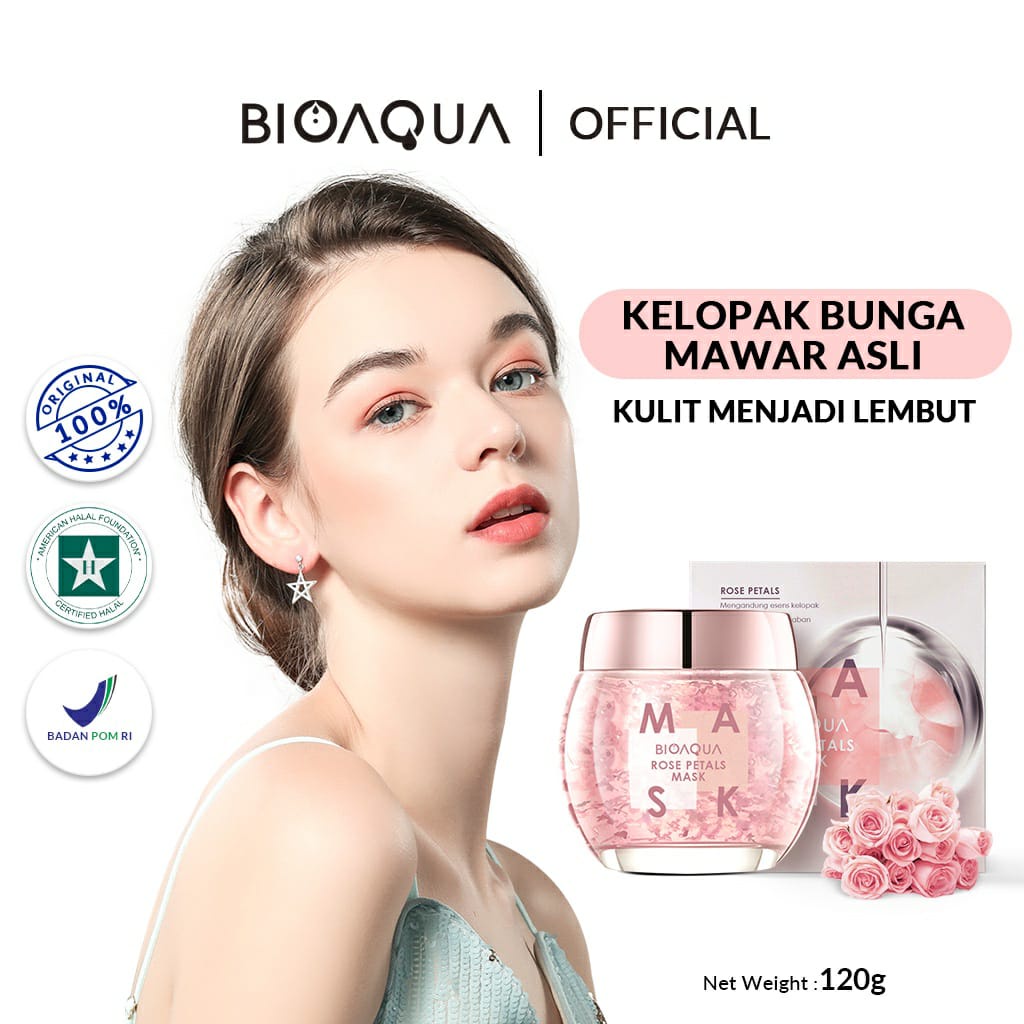 BPOM BIOAQUA Rose Petals Mask 120g / Masker Wajah Bio aqua / BB