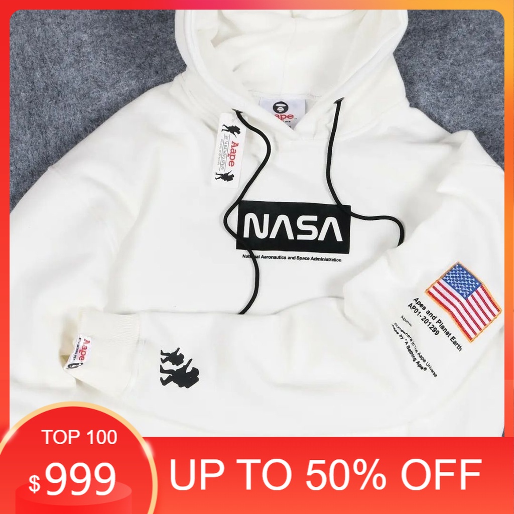 AAPE - HOODIE ORIGINAL DISTRO AAPE NASA PUTIH ( PRIA&WANITA) HANGTAG&LABEL ORIGINAL
