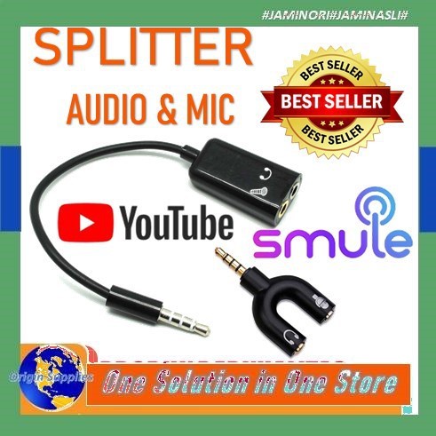 Audio Splitter 2 in 1 Mic & Audio Jack 3.5mm to Dual Female