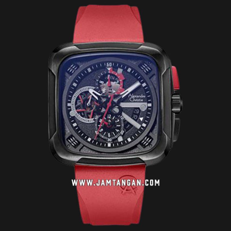 Alexandre Christie AC 6577 MCRIPREBA Chronograph Men Black Dial Black Rubber Strap
