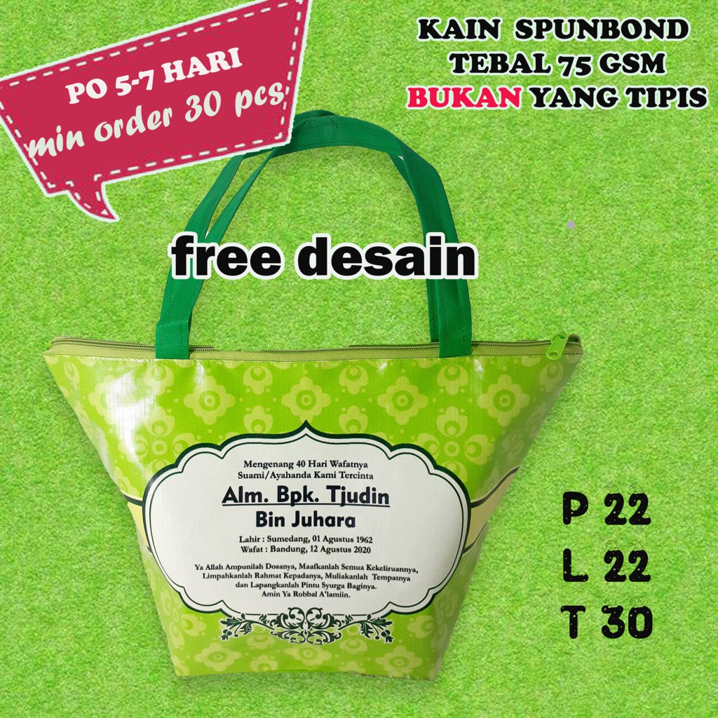 

Tas Souvenir Khajatan Orang Meninggal Trapesium Custom Nama