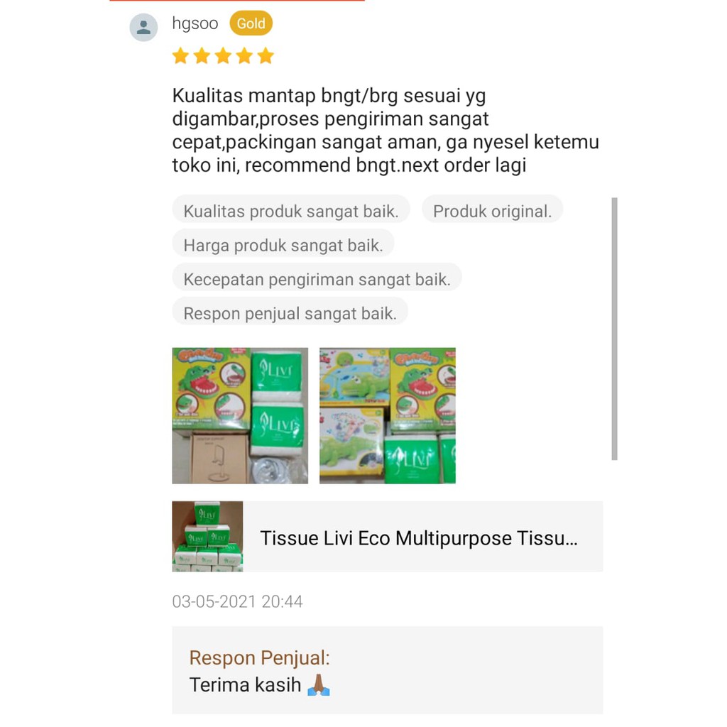 Tissue Livi Eco Multipurpose Tissue Pop Us Meja Makan