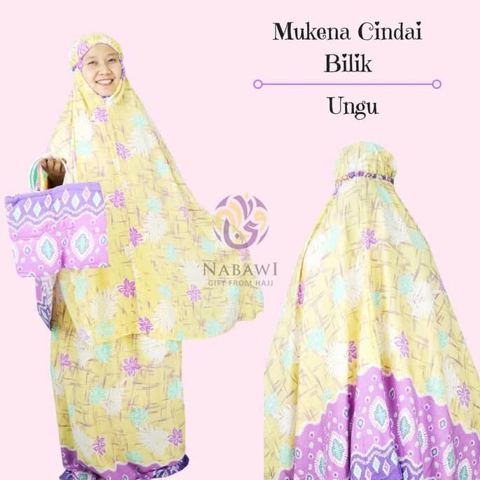 Mukena Mukenah Setelan Katun Bali Cindai Bilik Jumbo Oleh Oleh Haji - Biru ALE70