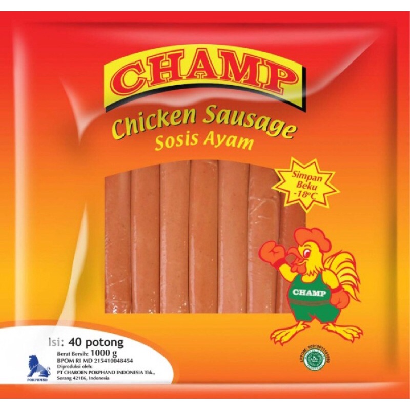 

CHAMP Chicken Sausage 40 pcs [1Kg] / Sosis Ayam