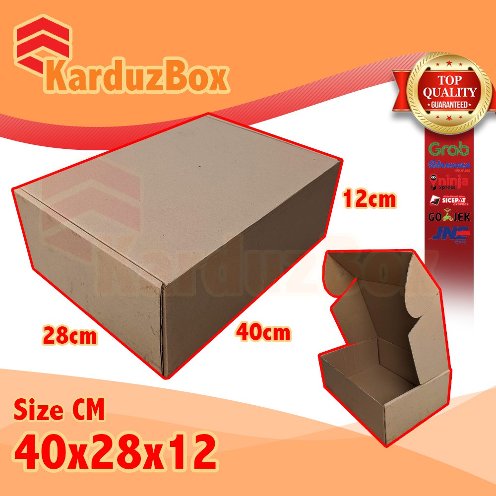 

40x28x14 kotak Kardus Packing Box Pizza, box hampers, box kado, kardus diecut polos, model EARLOCK