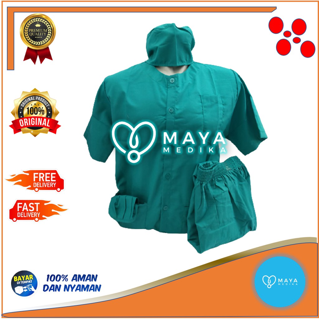 Baju Ok / Hijau Tosca / Lengan Pendek / Baju Kancing / Celana Karet
