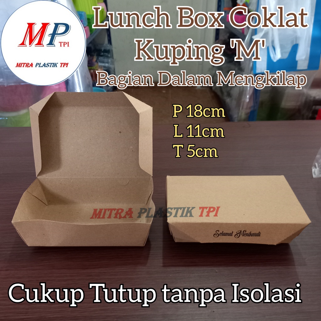 Lunch Box Kraft M / Kotak Nasi M Motif / Lunch Box M Putih