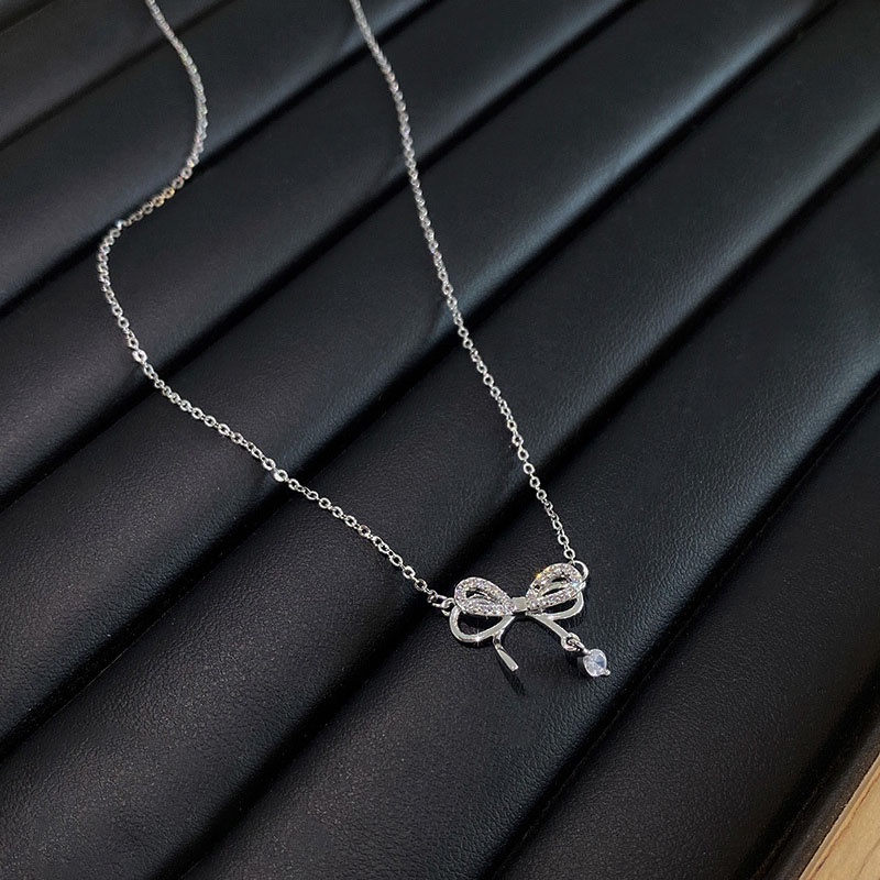 Kalung Choker Bahan Titanium steel Model Double layer Dengan Liontin Pita