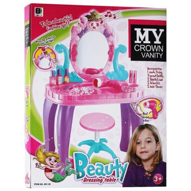 MAINAN MEJA RIAS ANAK CROWN VANITY BEAUTIFUL DRESSING TABLE