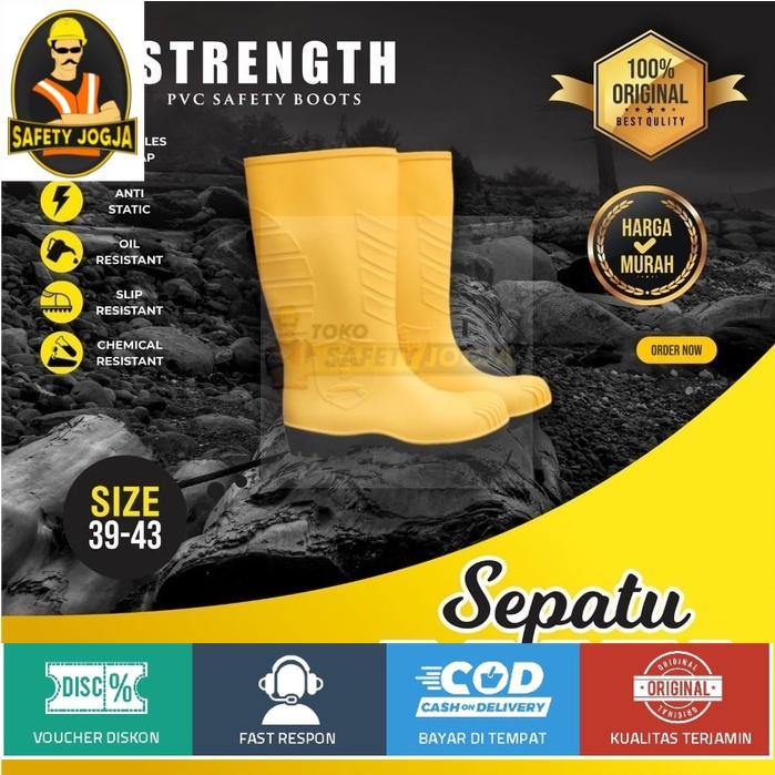 SEPATU SAFETY BOOTS SNI PROYEK STRENGTH UJUNG BESI STEEL TOE