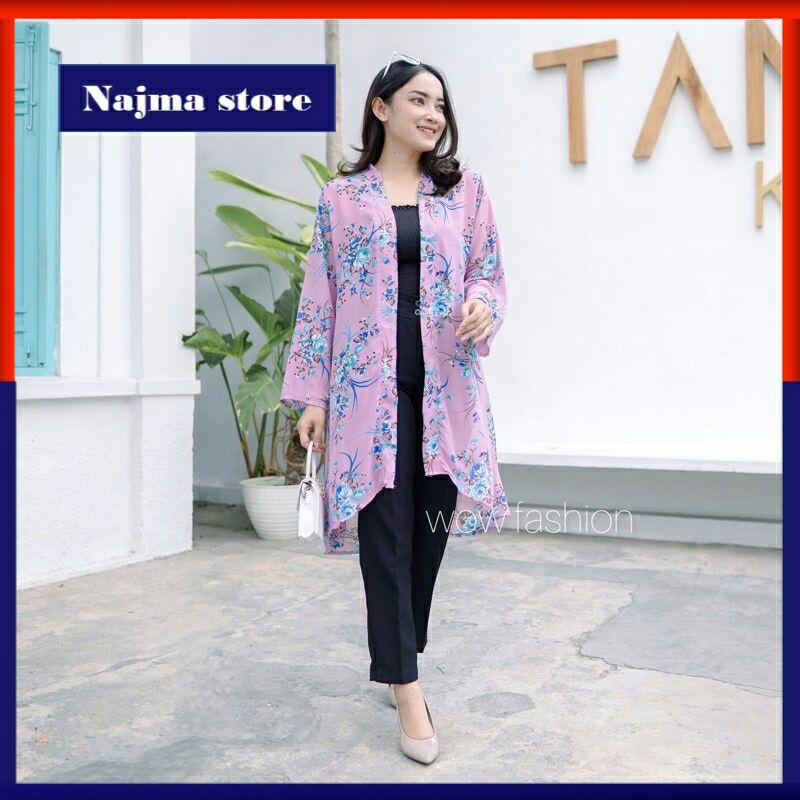 ❤ NAJMA ❤ Outer Motif Outher Bunga Cardigan Panjang Lengan Kimono Fashion Muslim Wanita Daily Jumbo 