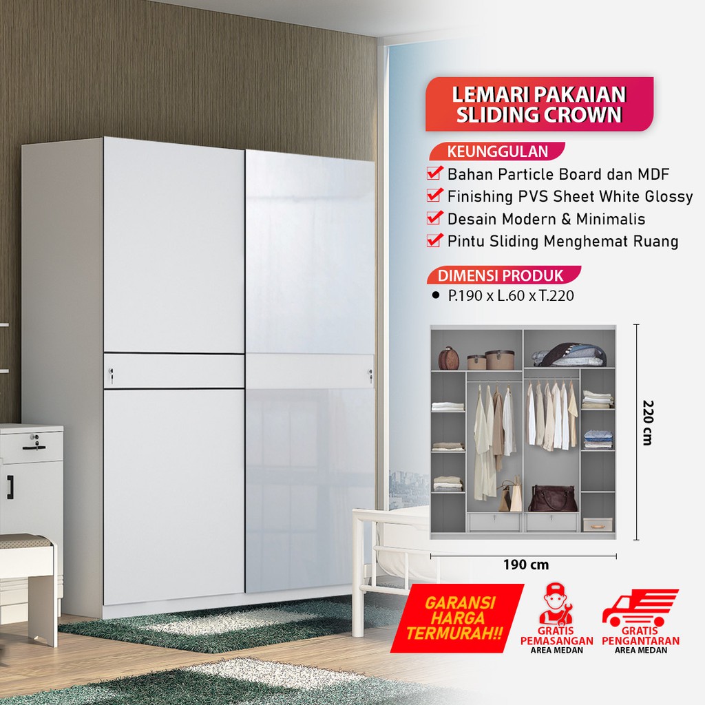 Lemari Pakaian Sliding Crown Siantano Sorema