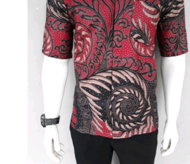 Bswart Batik Hrb026 Hem Batik Untir Maroon Coklat Kemeja Batik Pria