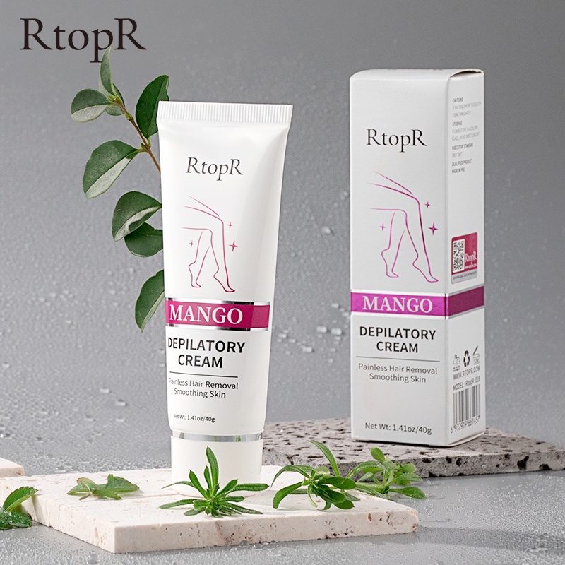 [BPOM]RtopR Mangga Depilatory Cream Body Krim Penghilang Rambut Efektif Tanpa Rasa Sakit untuk Pria dan Wanita Memutihkan Produk Rambut Rontok Ketiak Kaki Tangan 40g