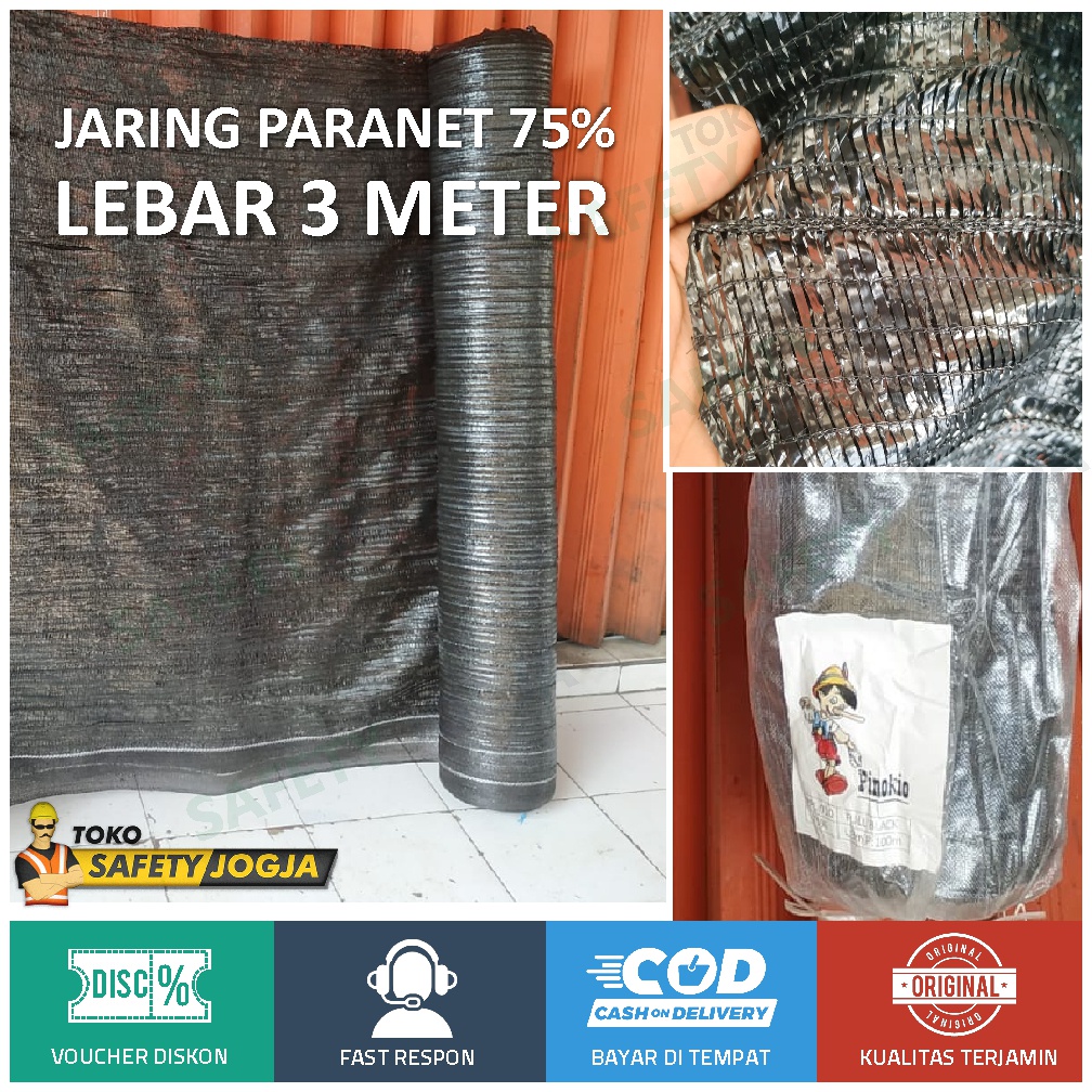 Jaring Paranet  75% Pagar Tanaman LEBAR 3 meter eceran Murah Jogja Solo