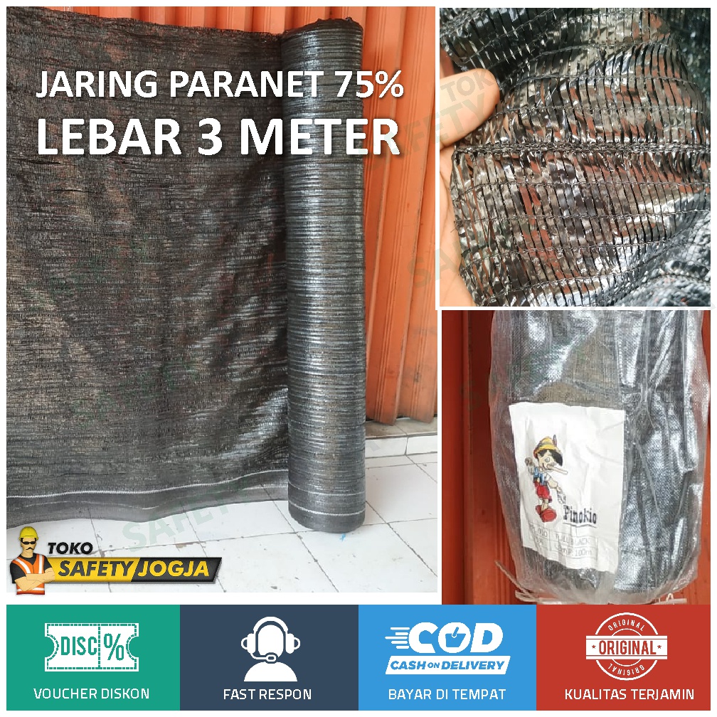 Jaring PARANET 70 Persen 1 ROLL 100 Mtr x 3 METER Penahan Panas Matahari