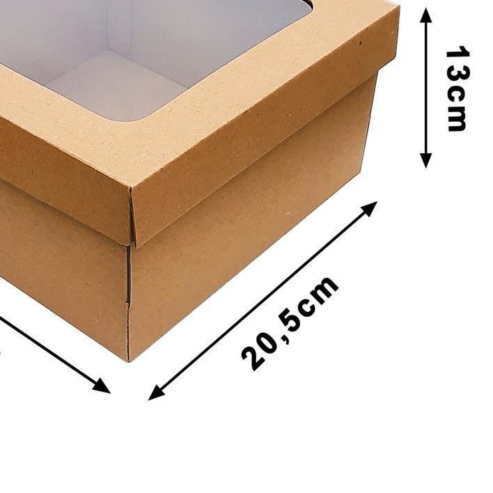 

➭ KOTAK KUE - CAKE BOX 20 x 20 x 13 CM - COKLAT + JENDELA (ISI : 10 PCS) ✭