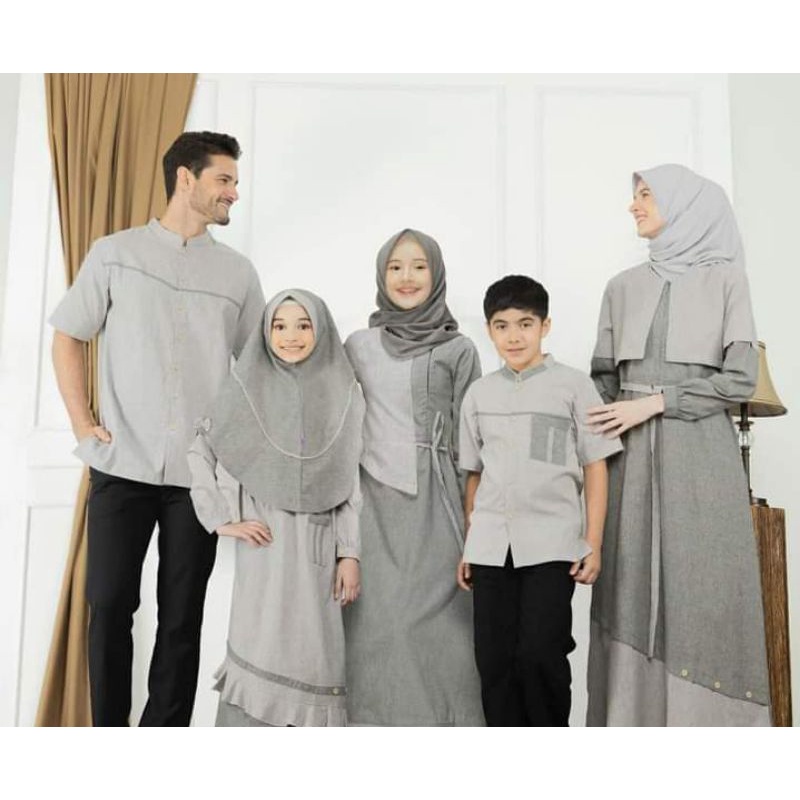 Sarimbit rauna terbaru / sarimbit rauna 01 grey / sarimbit keluarga / gamis katun