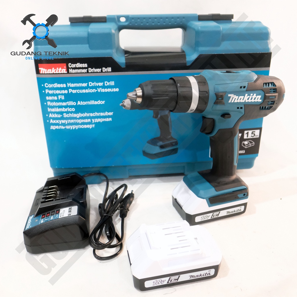 CORDLESS IMPACT DRILL 13mm MAKITA HP488 18V / Bor Tangan Besi Kayu Beton BATERAI BATTERY HP 488  MAKITA