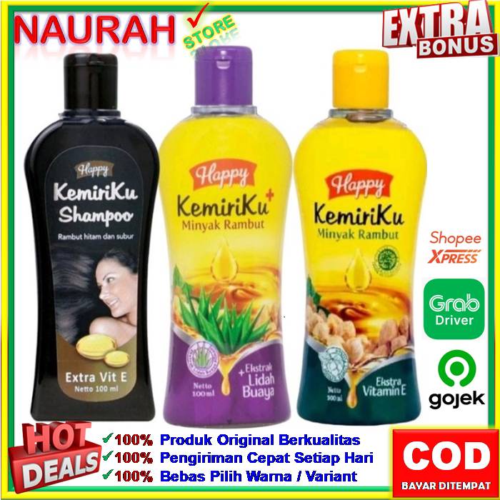 Happy Kemiriku Shampoo / Minyak Rambut 100ml / Kemiriku Minyak Rambut Vitamin E Lidah Buaya