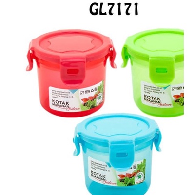 GREEN LEAF 5024 Square Water Bottle 400ml (Warna Random), Lunch Box Food Storage Tempat Makan Wadah Bekal 720ml(Warna Random),,Toples Tempat Bumbu Bulat Lock 4 - Wadah Sambel, kecap Kedap Udara