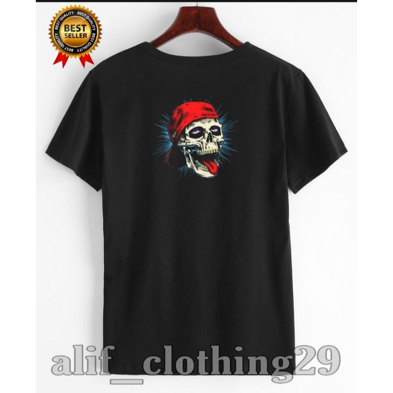 baju kaos hitam T-shrit TENGKORAK bisa custom