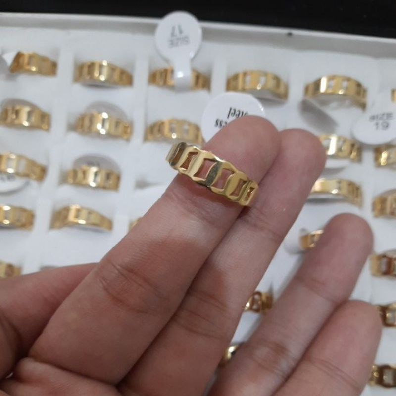 Cincin Titanium Rantai Couple BUCIN Gold Silver Slayer
